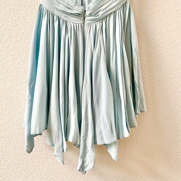 Free People Ruffle Halter Mini Dress Size Small Handkerchief Hem Blue - Picture 8 of 9